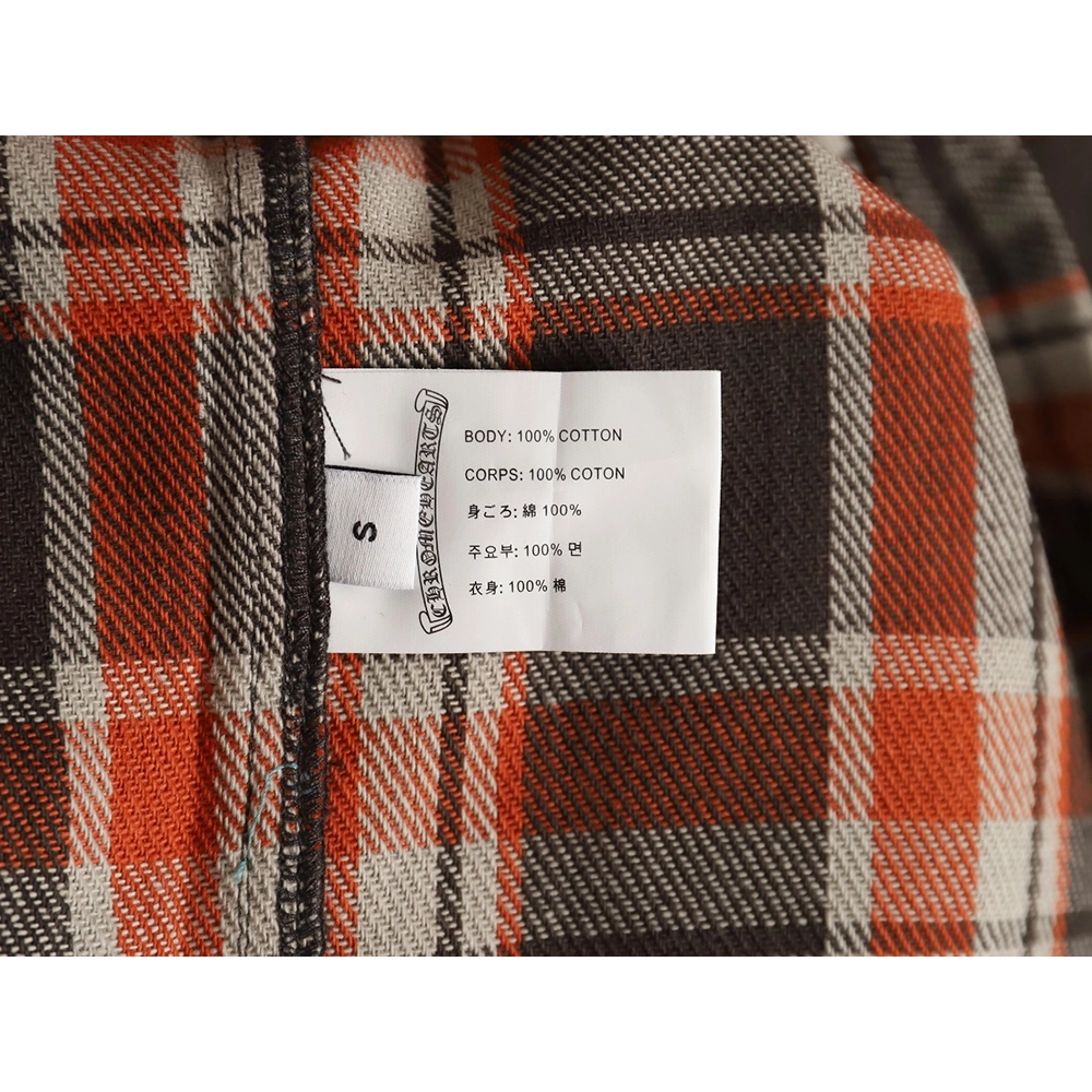 Chrome Hearts Flannel Plaid Long Sleeve Shirt,Chrome Hearts Shirt,Shirt,APPAREL Clothing