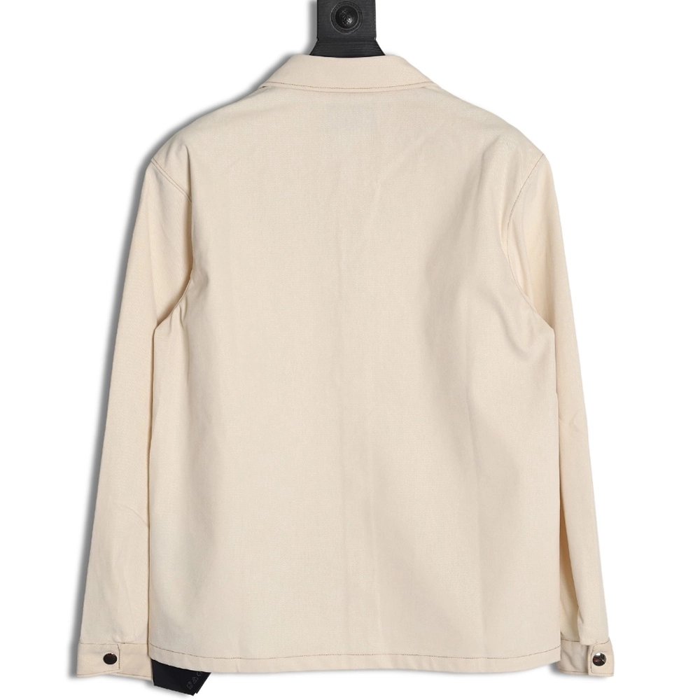 Prada topstitch flocked button denim jacket,Prada Jacket,Jacket,APPAREL Clothing