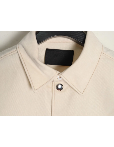 Prada topstitch flocked button denim jacket,Prada Jacket,Jacket,APPAREL Clothing