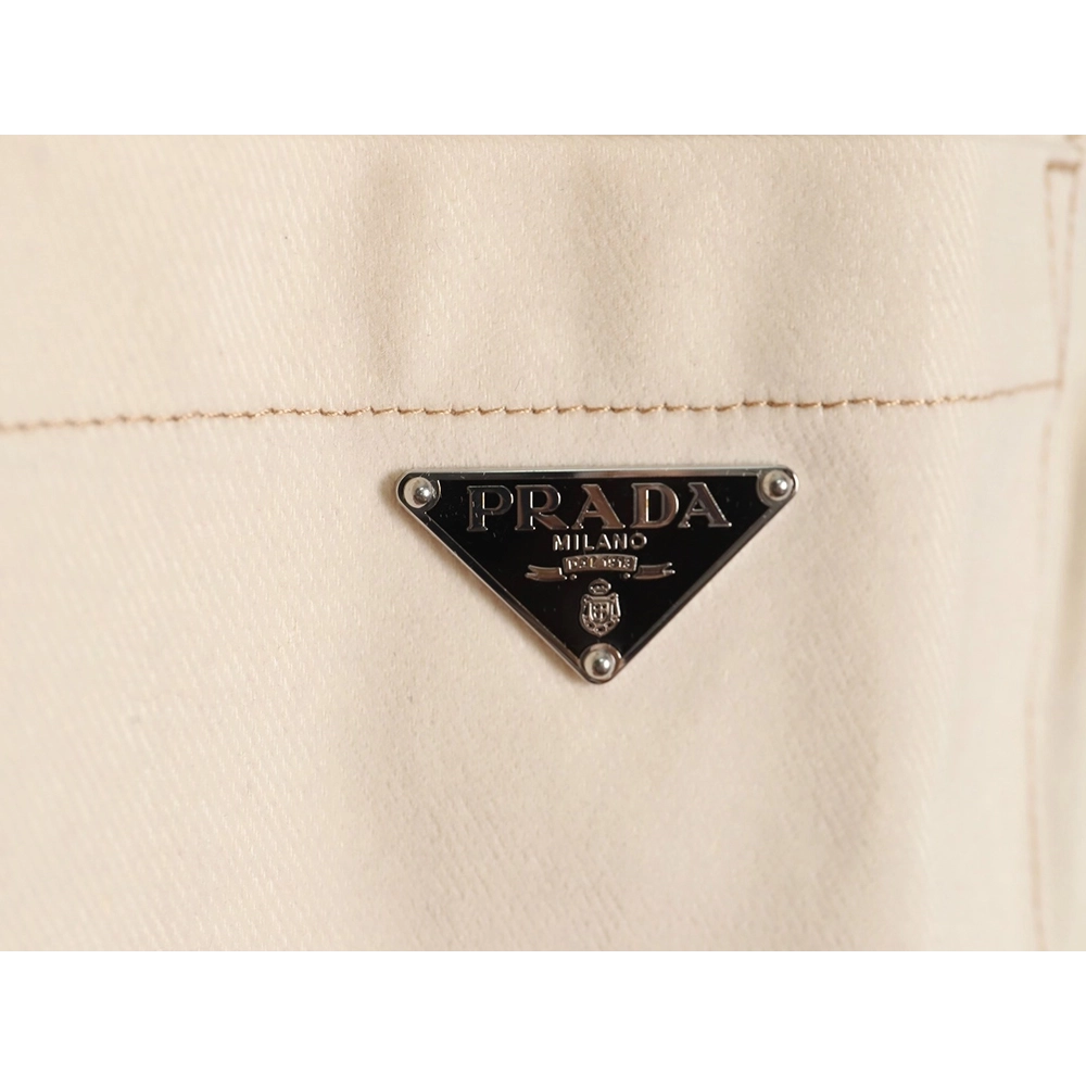 Prada topstitch flocked button denim jacket,Prada Jacket,Jacket,APPAREL Clothing
