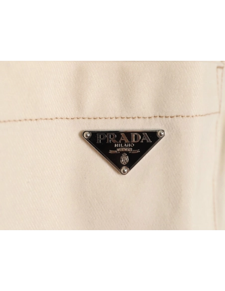 Prada topstitch flocked button denim jacket,Prada Jacket,Jacket,APPAREL Clothing