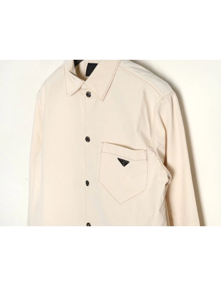 Prada topstitch flocked button denim jacket,Prada Jacket,Jacket,APPAREL Clothing