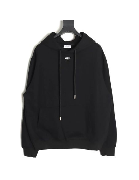 off white pure black embroidered hoodie,Off White Hoodie,Hoodie,APPAREL Clothing