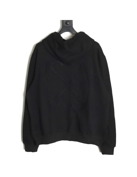 off white pure black embroidered hoodie,Off White Hoodie,Hoodie,APPAREL Clothing