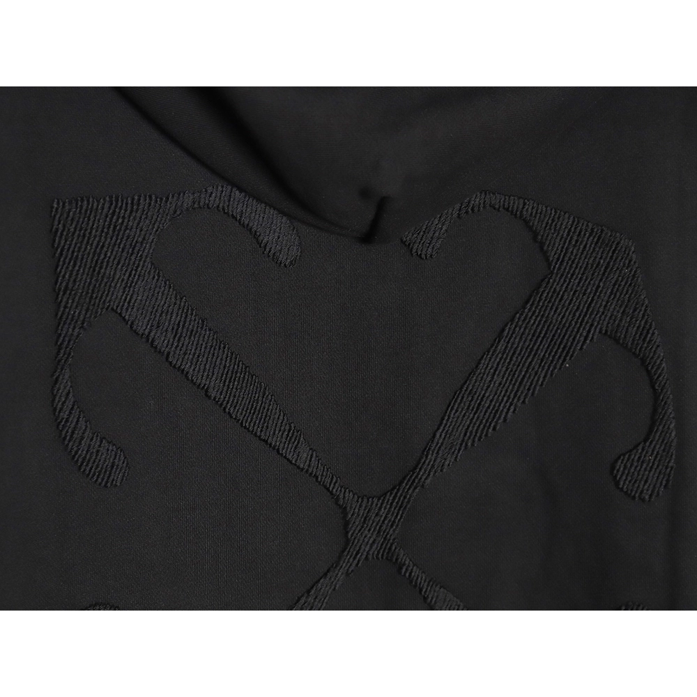 off white pure black embroidered hoodie,Off White Hoodie,Hoodie,APPAREL Clothing