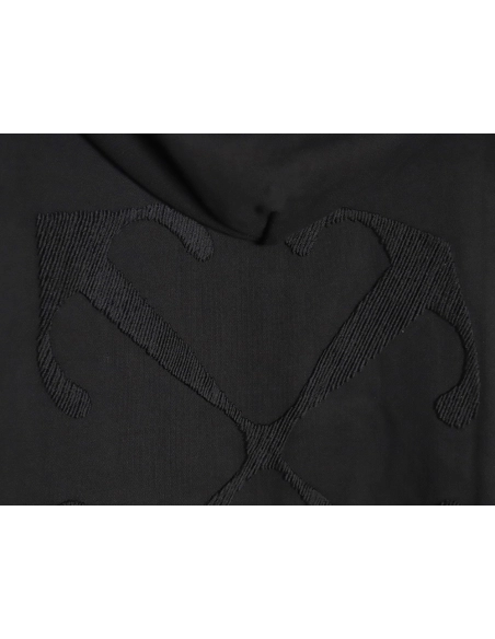 off white pure black embroidered hoodie,Off White Hoodie,Hoodie,APPAREL Clothing