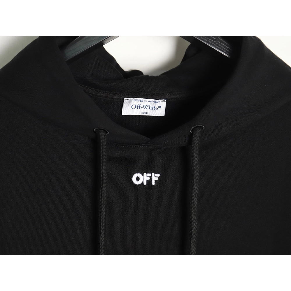 off white pure black embroidered hoodie,Off White Hoodie,Hoodie,APPAREL Clothing