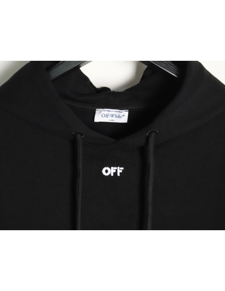 off white pure black embroidered hoodie,Off White Hoodie,Hoodie,APPAREL Clothing