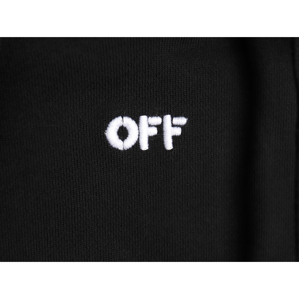 off white pure black embroidered hoodie,Off White Hoodie,Hoodie,APPAREL Clothing