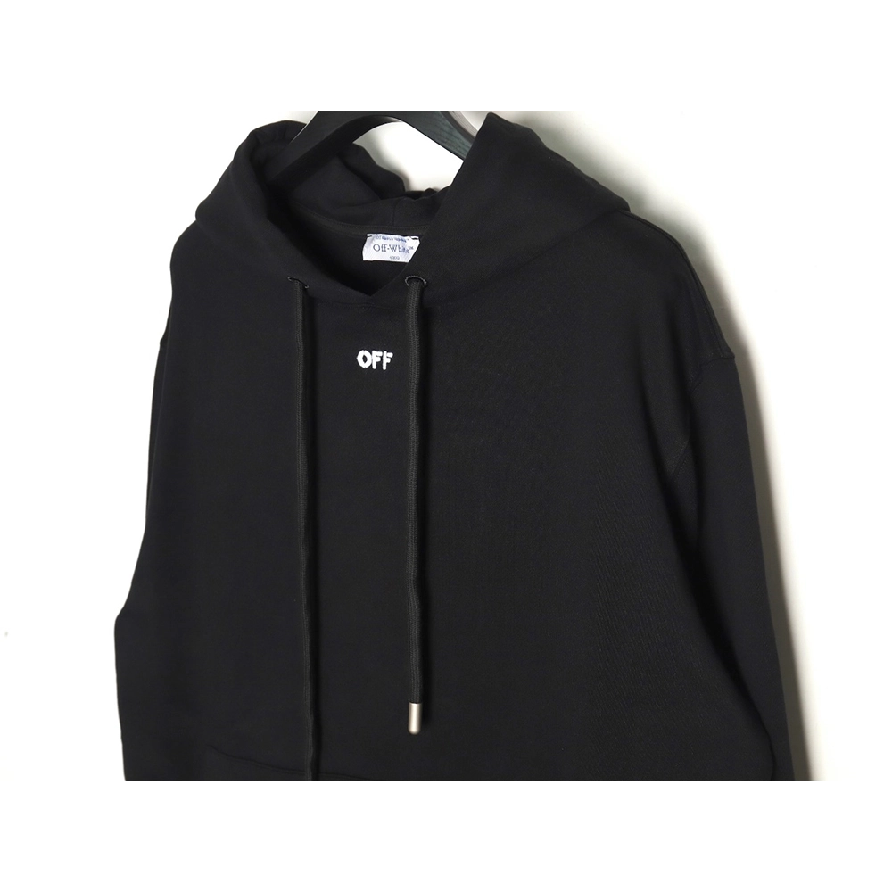 off white pure black embroidered hoodie,Off White Hoodie,Hoodie,APPAREL Clothing