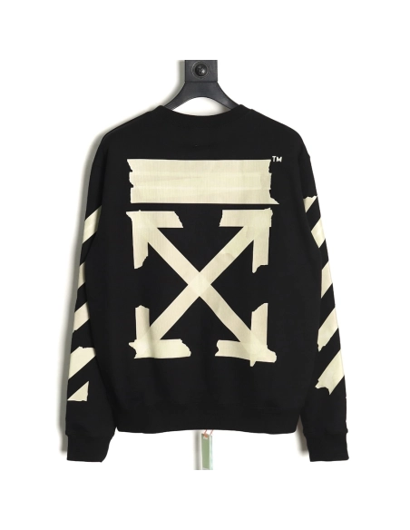 off white yellow tape crew neck sweatshirt,Off White Sweatshirt,Sweatshirt,APPAREL Clothing