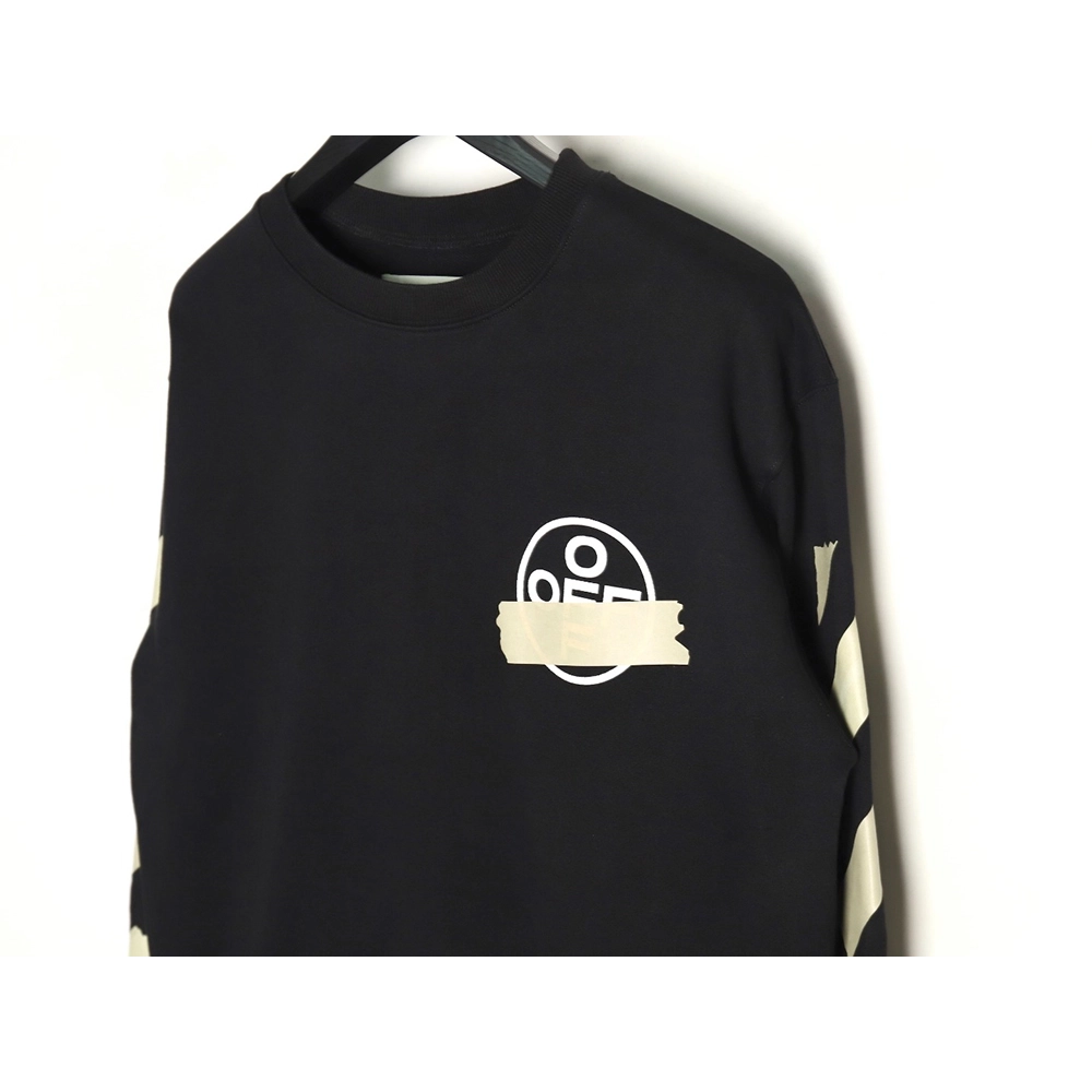 off white yellow tape crew neck sweatshirt,Off White Sweatshirt,Sweatshirt,APPAREL Clothing