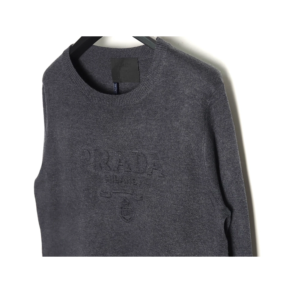 Prada embossed crew neck sweater,Prada Sweatshirt,Sweatshirt,APPAREL Clothing
