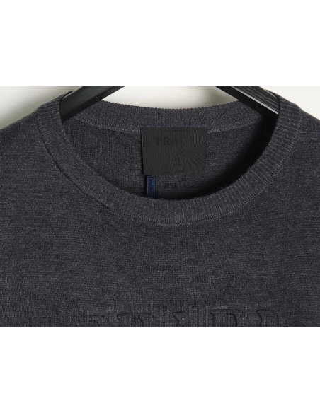 Prada embossed crew neck sweater,Prada Sweatshirt,Sweatshirt,APPAREL Clothing