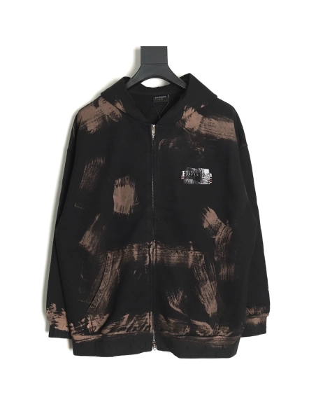 Balenciaga Handpainted lettering embroidered hooded cardigan,Balenciaga Hoodie,Hoodie,APPAREL Clothing