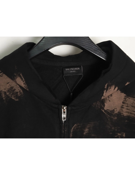 Balenciaga Handpainted lettering embroidered hooded cardigan,Balenciaga Hoodie,Hoodie,APPAREL Clothing