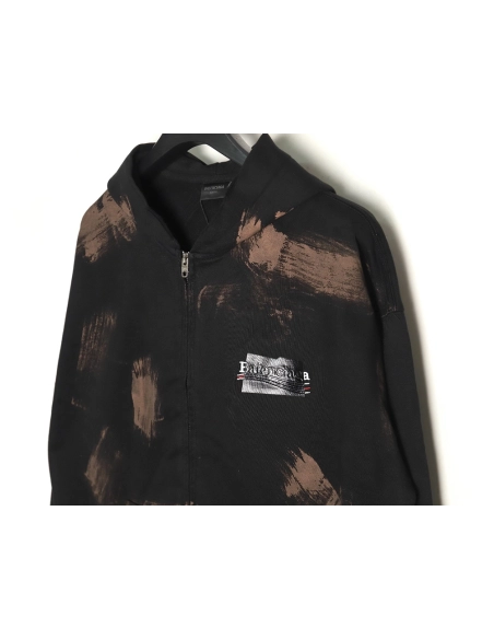 Balenciaga Handpainted lettering embroidered hooded cardigan,Balenciaga Hoodie,Hoodie,APPAREL Clothing