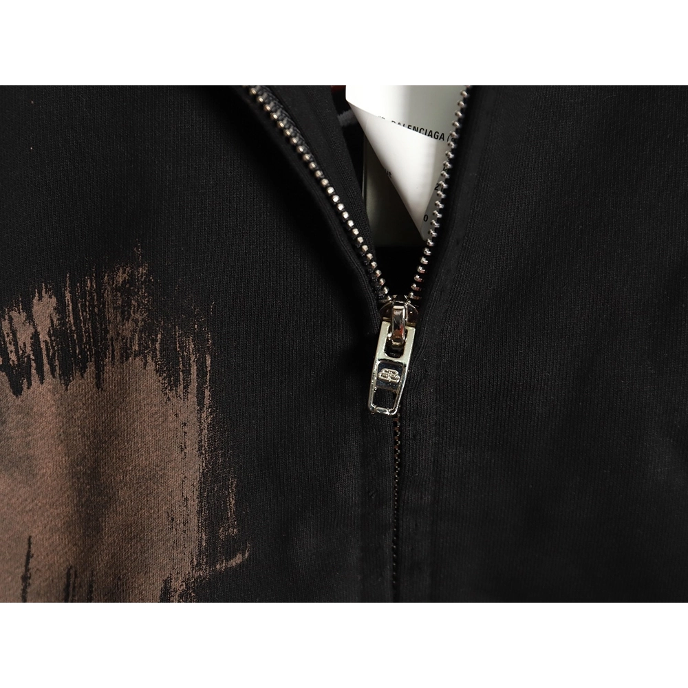 Balenciaga Handpainted lettering embroidered hooded cardigan,Balenciaga Hoodie,Hoodie,APPAREL Clothing