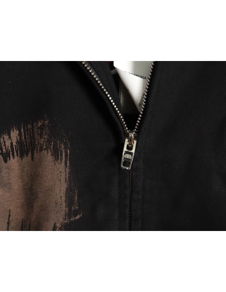 Balenciaga Handpainted lettering embroidered hooded cardigan,Balenciaga Hoodie,Hoodie,APPAREL Clothing