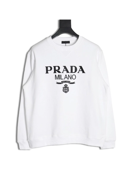 Prada embroidered logo crewneck sweatshirt,Prada Sweatshirt,Sweatshirt,Buy cheap clothing haul France