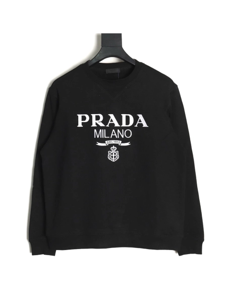 Prada embroidered logo crewneck sweatshirt,Prada Sweatshirt,Sweatshirt,Buy cheap clothing haul France
