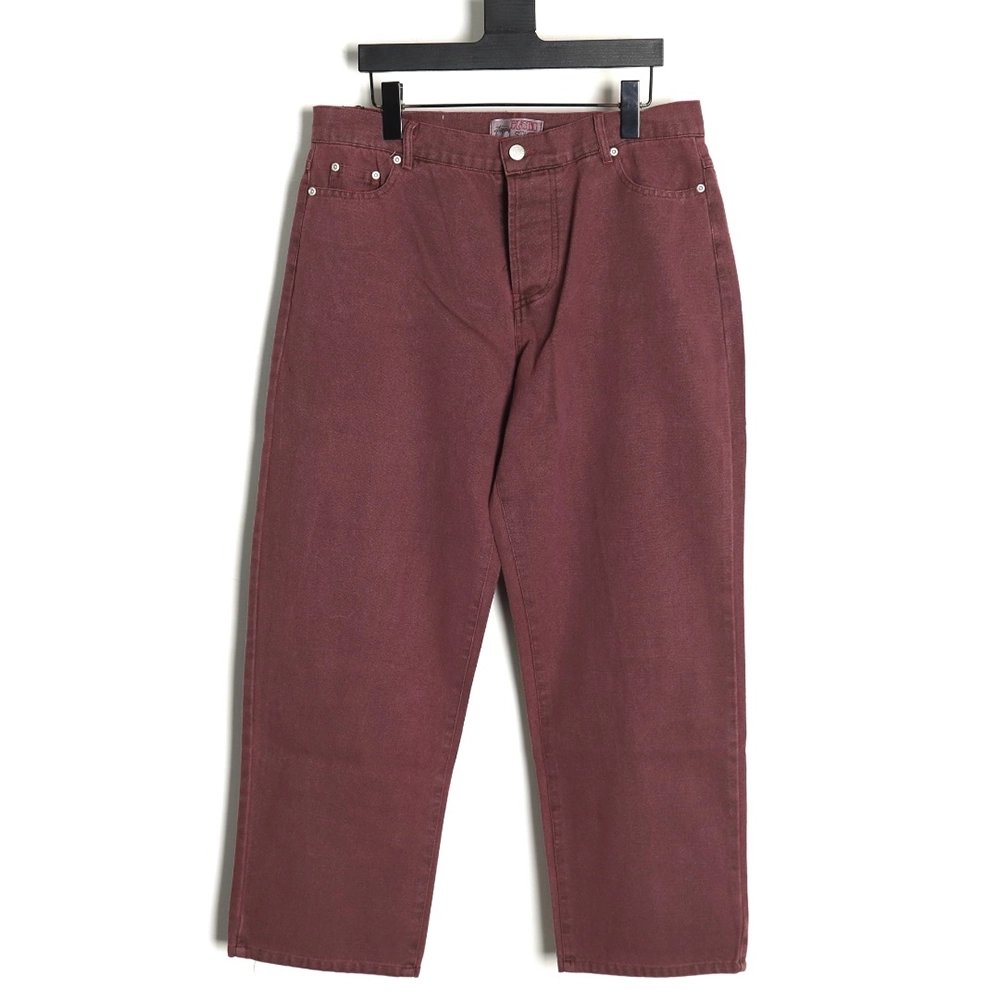 Stussy Black Eight Embroidered Washed Jeans,Stussy Jeans,CASUAL PANTS,Buy cheap clothing haul France