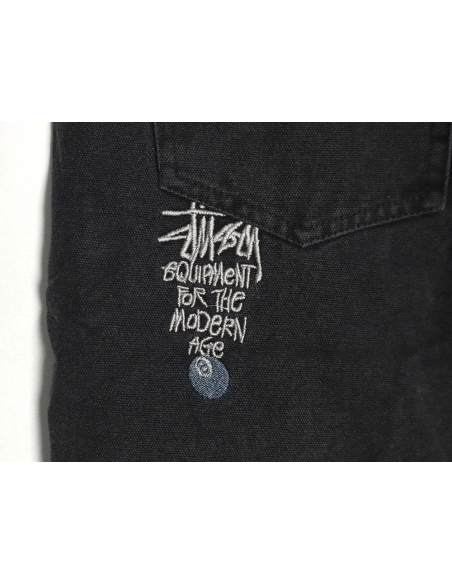 Stussy Black Eight Embroidered Washed Jeans,Stussy Jeans,CASUAL PANTS,Buy cheap clothing haul France