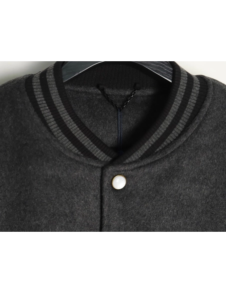 Louis Vuitton Embroidered Lettering Leather Sleeves Baseball Jacket,Louis Vuitton Jacket,Jacket,Buy cheap clothing haul France