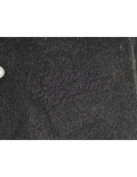 Louis Vuitton Embroidered Lettering Leather Sleeves Baseball Jacket,Louis Vuitton Jacket,Jacket,Buy cheap clothing haul France