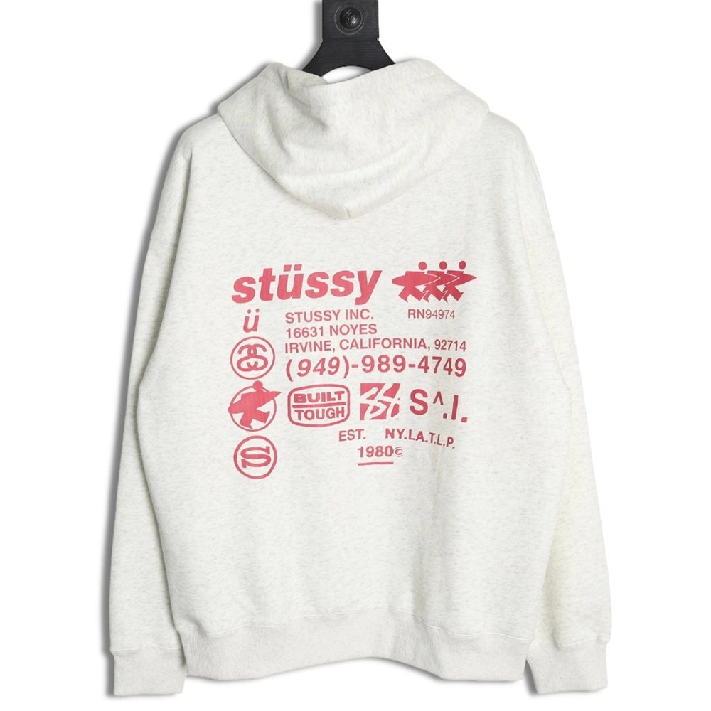 Stussy cobranded elements Logo plus velvet hooded zipper jacket,Stussy Sweatshirt,Sweatshirt,Buy cheap clothing haul France