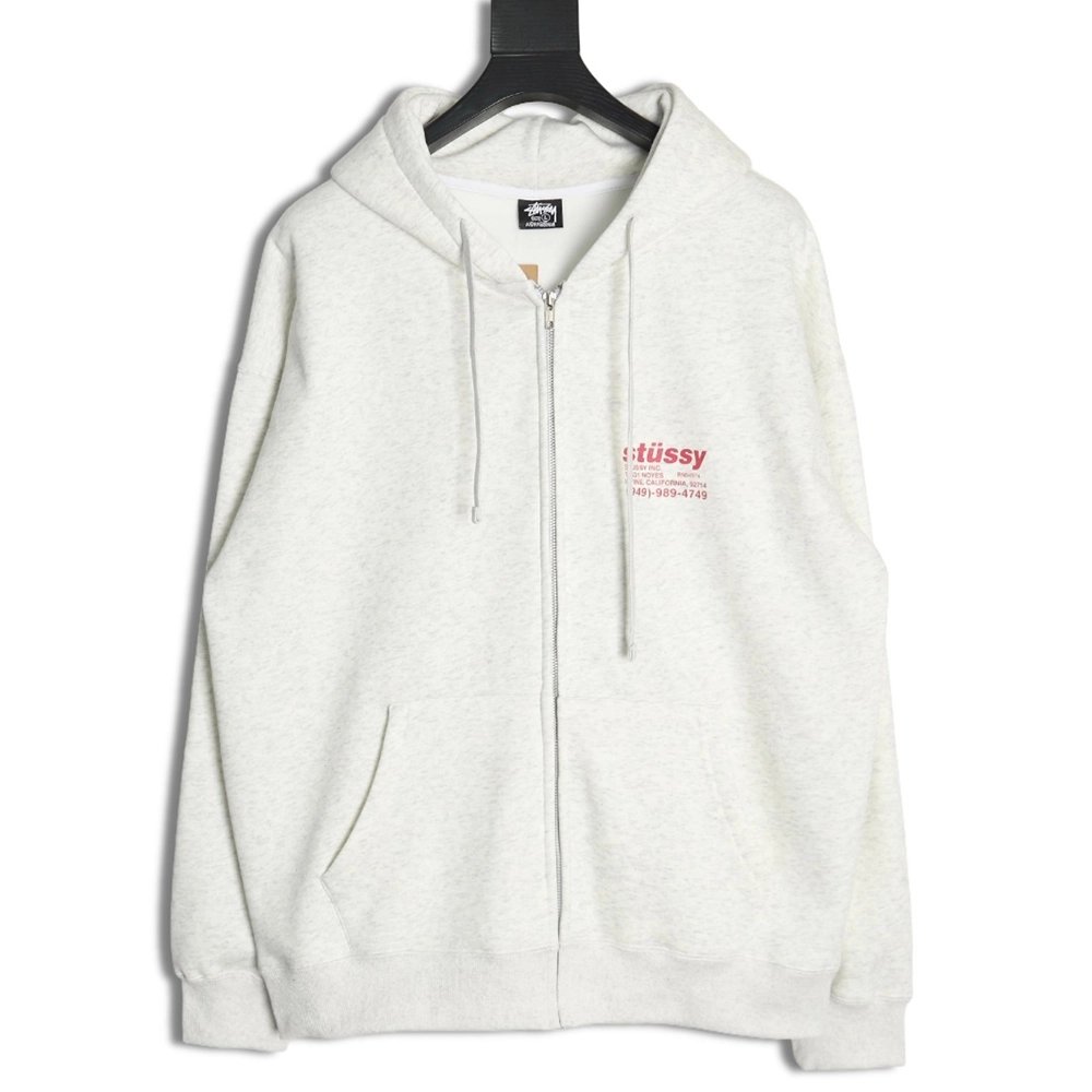 Stussy cobranded elements Logo plus velvet hooded zipper jacket,Stussy Sweatshirt,Sweatshirt,Buy cheap clothing haul France