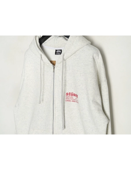 Stussy cobranded elements Logo plus velvet hooded zipper jacket,Stussy Sweatshirt,Sweatshirt,Buy cheap clothing haul France
