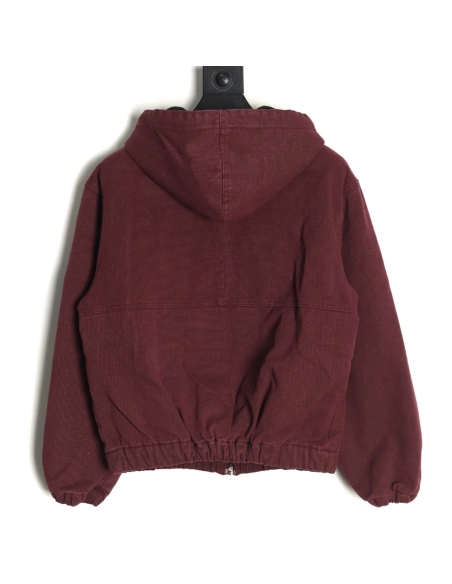 Stussy distressed letters embroidery black 8 hooded cotton coat,Stussy Jacket,Jacket,Buy cheap clothing haul France