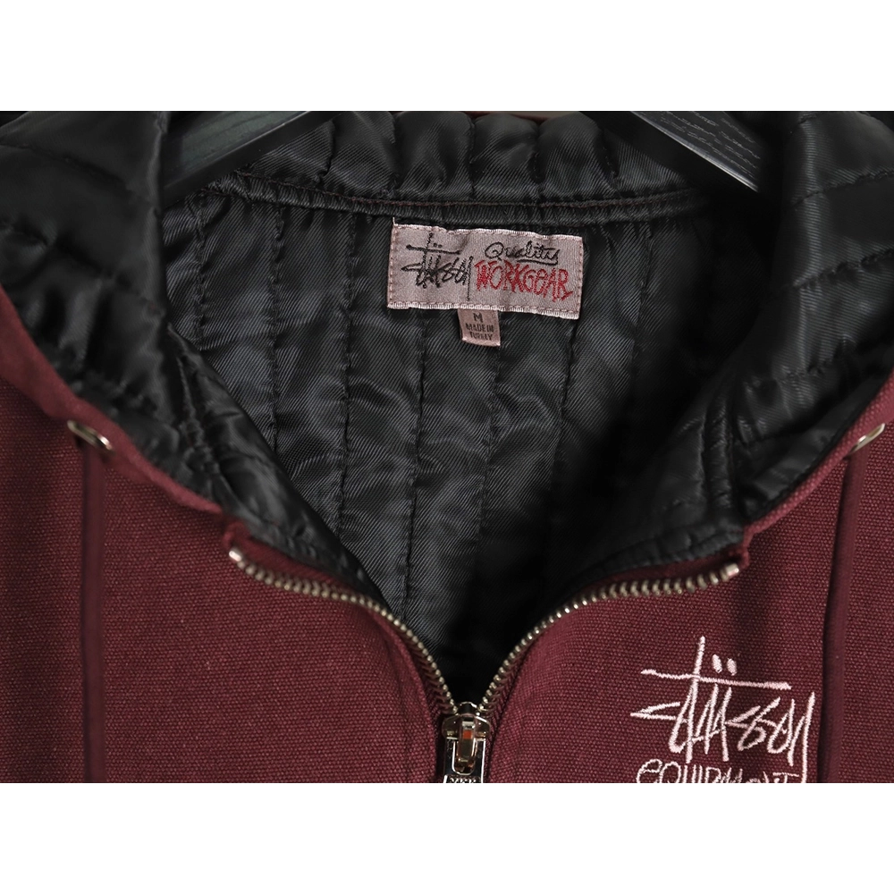 Stussy distressed letters embroidery black 8 hooded cotton coat,Stussy Jacket,Jacket,Buy cheap clothing haul France