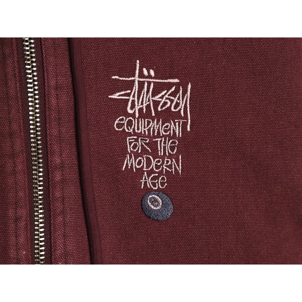 Stussy distressed letters embroidery black 8 hooded cotton coat,Stussy Jacket,Jacket,Buy cheap clothing haul France