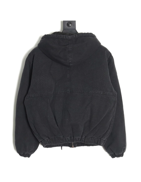 Stussy distressed letters embroidery black 8 hooded cotton coat,Stussy Jacket,Jacket,Buy cheap clothing haul France