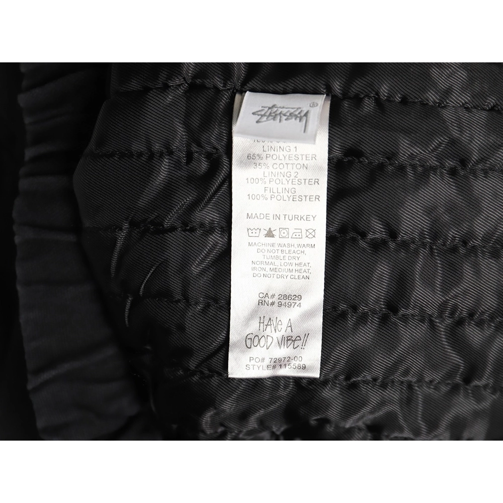 Stussy distressed letters embroidery black 8 hooded cotton coat,Stussy Jacket,Jacket,Buy cheap clothing haul France