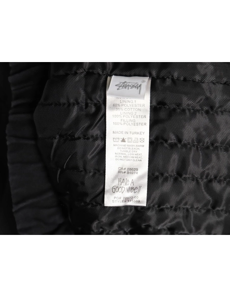 Stussy distressed letters embroidery black 8 hooded cotton coat,Stussy Jacket,Jacket,Buy cheap clothing haul France