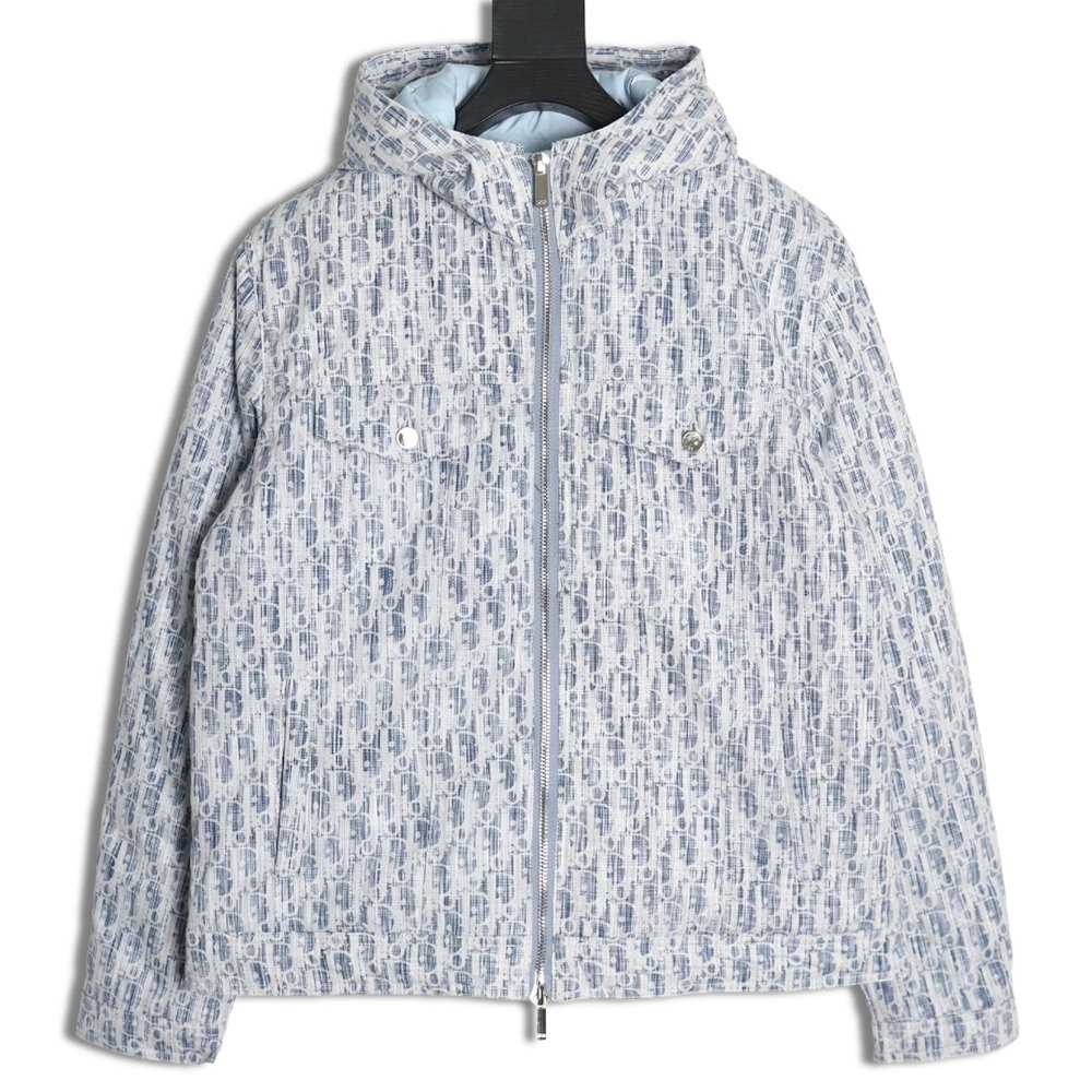 Dior all over print distressed jacquard LOGO hooded down jacket,Dior Jacket,Jacket,Buy cheap clothing haul France