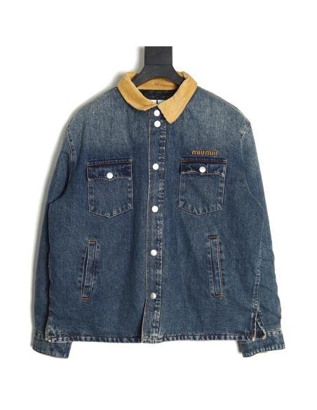 Miu Miu corduroy collar down denim jacket,Miu Miu Jacket,Jacket,Buy cheap clothing haul France