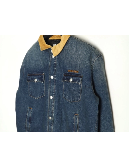 Miu Miu corduroy collar down denim jacket,Miu Miu Jacket,Jacket,Buy cheap clothing haul France