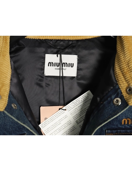 Miu Miu corduroy collar down denim jacket,Miu Miu Jacket,Jacket,Buy cheap clothing haul France