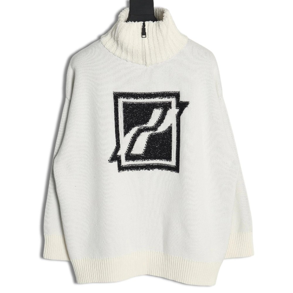 We11 Done Square LOGO Half Zip Turtleneck Sweater,We11done Sweatshirt,Sweatshirt,Buy cheap clothing haul France
