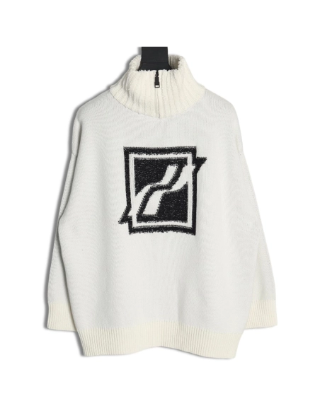 We11 Done Square LOGO Half Zip Turtleneck Sweater,We11done Sweatshirt,Sweatshirt,Buy cheap clothing haul France