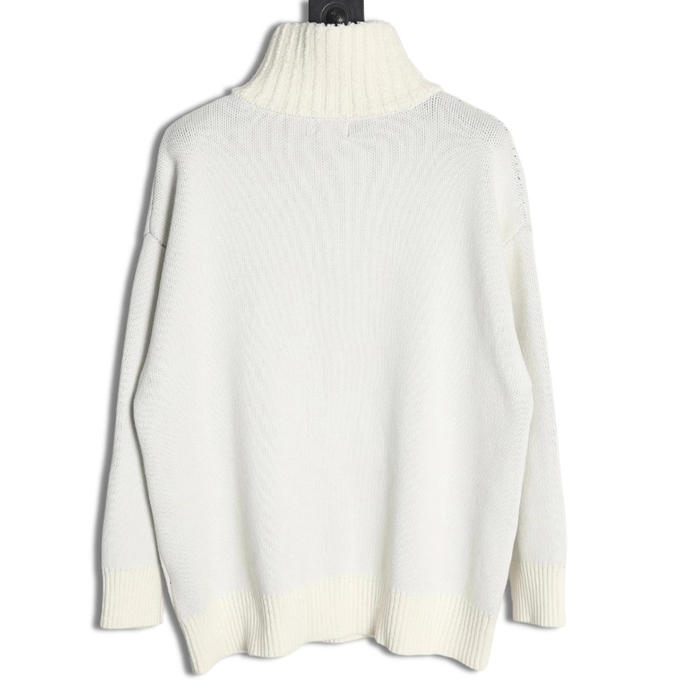 We11 Done Square LOGO Half Zip Turtleneck Sweater,We11done Sweatshirt,Sweatshirt,Buy cheap clothing haul France