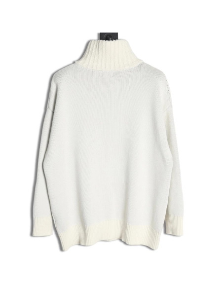 We11 Done Square LOGO Half Zip Turtleneck Sweater,We11done Sweatshirt,Sweatshirt,Buy cheap clothing haul France