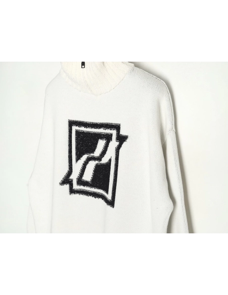 We11 Done Square LOGO Half Zip Turtleneck Sweater,We11done Sweatshirt,Sweatshirt,Buy cheap clothing haul France