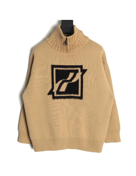 We11 Done Square LOGO Half Zip Turtleneck Sweater,We11done Sweatshirt,Sweatshirt,Buy cheap clothing haul France