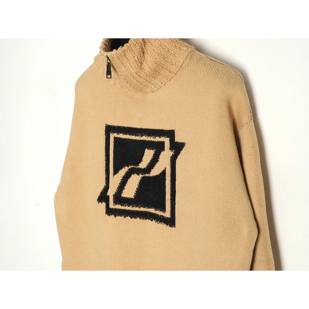 We11 Done Square LOGO Half Zip Turtleneck Sweater,We11done Sweatshirt,Sweatshirt,Buy cheap clothing haul France