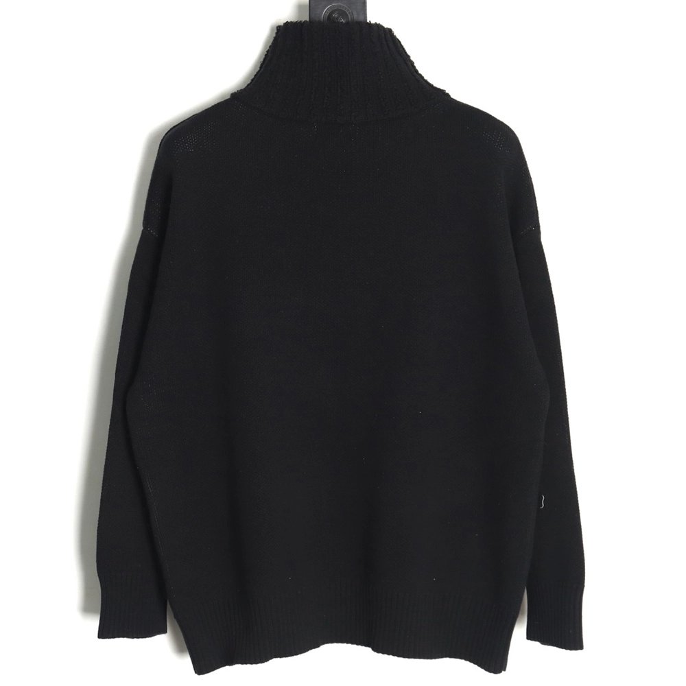 We11 Done Square LOGO Half Zip Turtleneck Sweater,We11done Sweatshirt,Sweatshirt,Buy cheap clothing haul France